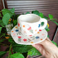 Frendorf | Handbemalte kreative Kaffeetasse, Keramiktasse und Unterteller-Set