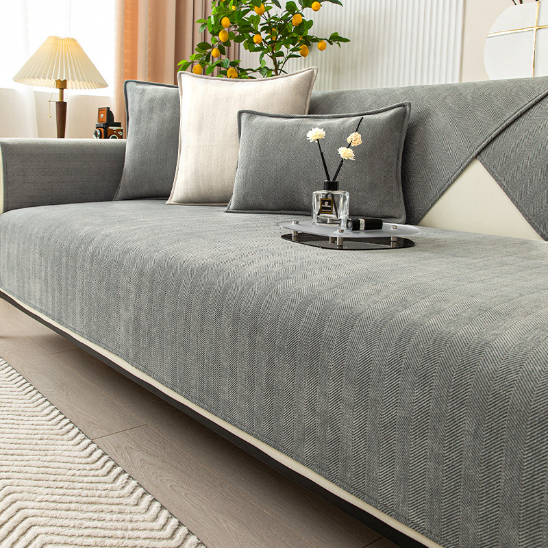 Frendorf | Fischgrät Chenille Stoff Möbel Schutz Sofa Bezug