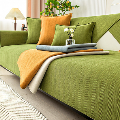 Frendorf | Fischgrät Chenille Stoff Möbel Schutz Sofa Bezug