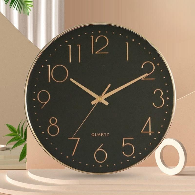 Frendorf | EclipseTime – Modernes Wanduhr mit schwarzem Ziffernblatt und roségoldenen Akzenten