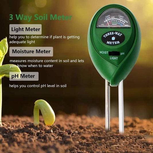 Frendorf | SoilSense 3-in-1 Bodenmessgerät | Feuchtigkeits-, Licht- und pH-Tester | Batterielos für Garten und Pflanzen