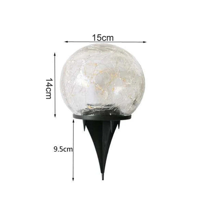 Frendorf | EcoSphere Solar Glasleuchte | Außenbeleuchtung Wasserdicht | Rissglas-Dekokugel für Garten & Terrasse