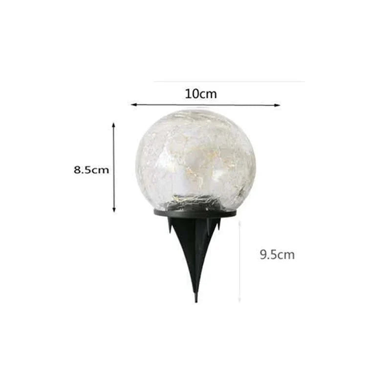 Frendorf | EcoSphere Solar Glasleuchte | Außenbeleuchtung Wasserdicht | Rissglas-Dekokugel für Garten & Terrasse