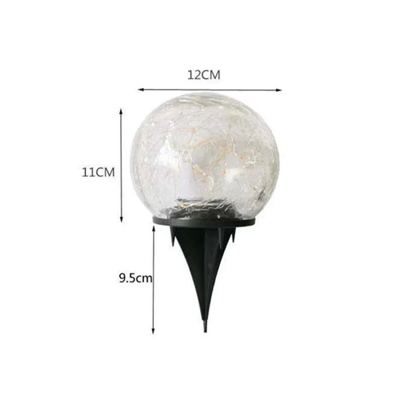 Frendorf | EcoSphere Solar Glasleuchte | Außenbeleuchtung Wasserdicht | Rissglas-Dekokugel für Garten & Terrasse