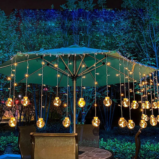 Frendorf | SolarGlint Solar LED Pendel Lichterkette | Außenbeleuchtung für Garten & Terrasse | Wasserdicht & Energieeffizient