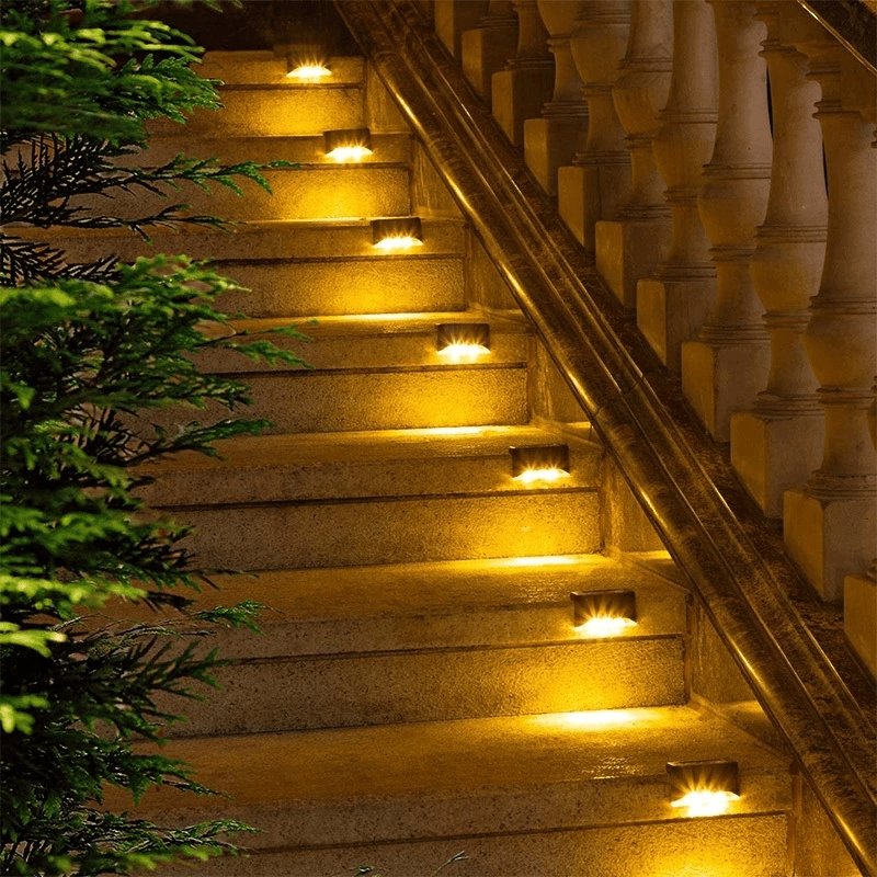 Frendorf | StepBright LED Solar Treppenbeleuchtung | Wasserdicht & Solarbetrieben | Außenbeleuchtung für Garten & Terrasse