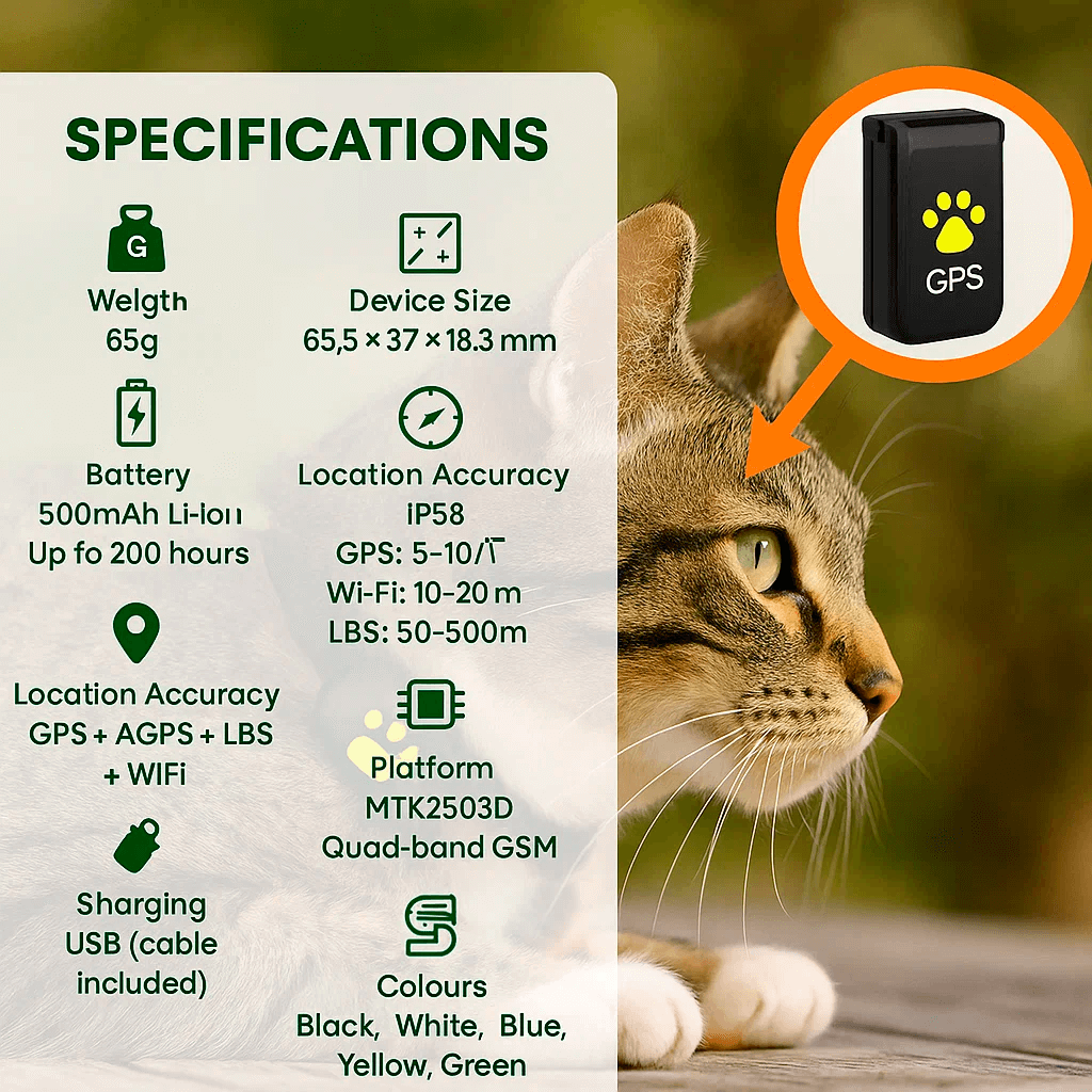 Frendorf | #1 Finde GPS Katzen Tracker mit Echtzeit-Standort, wasserdichtem Design und Aktivitätsüberwachung für Sicherheit und Tracking von Haustieren