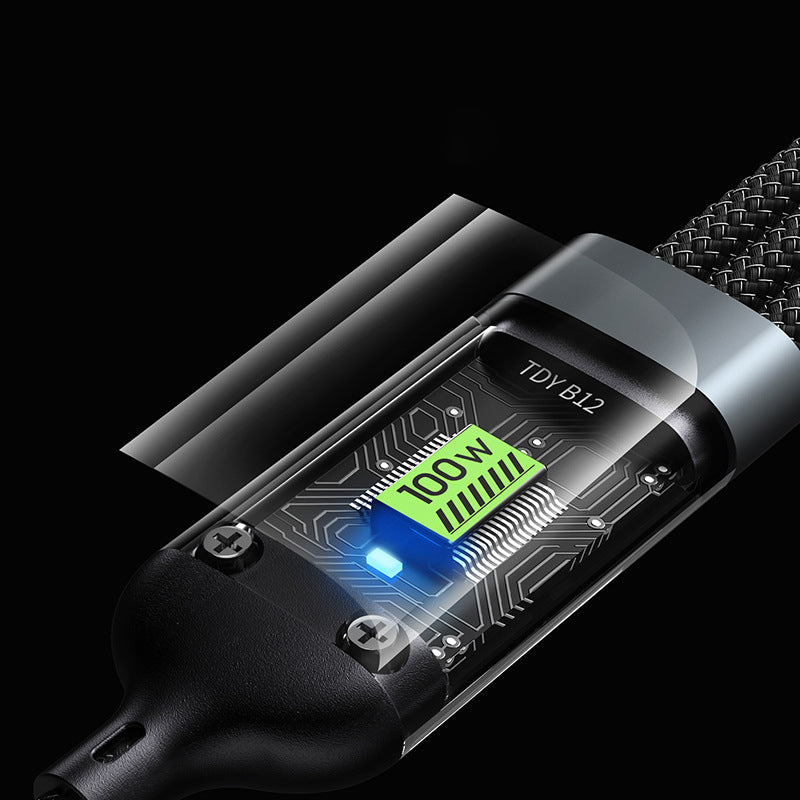 3-in-1 100W Transparentes Schnellladekabel