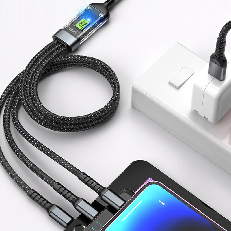 3-in-1 100W Transparentes Schnellladekabel