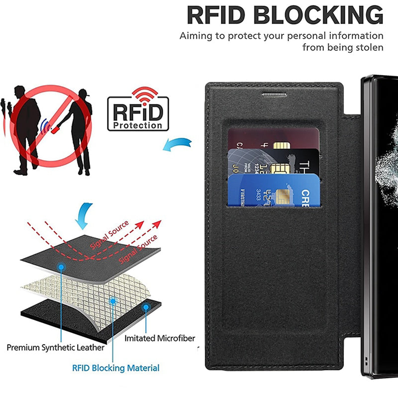 Frendorf | 📱2024 Neue Leder strukturierte Flip Handytasche für Samsung