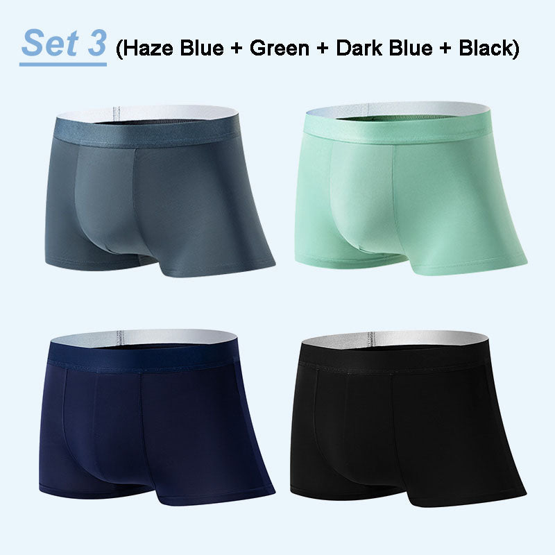Frendorf | 4 Stück Herren Eis-Satin Antibakterielle Atmungsaktive Boxershorts
