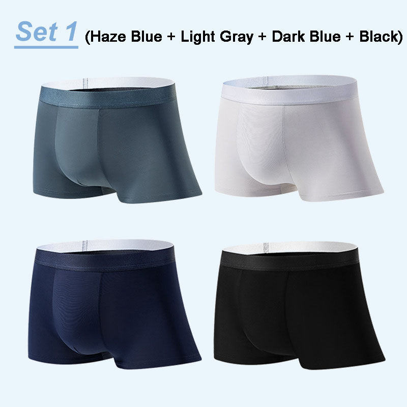 Frendorf | 4 Stück Herren Eis-Satin Antibakterielle Atmungsaktive Boxershorts
