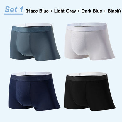 Frendorf | 4 Stück Herren Eis-Satin Antibakterielle Atmungsaktive Boxershorts