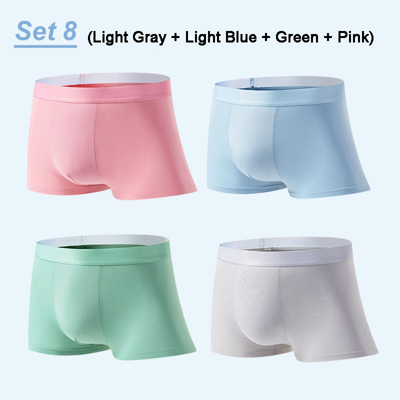 Frendorf | 4 Stück Herren Eis-Satin Antibakterielle Atmungsaktive Boxershorts