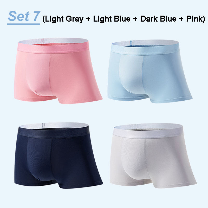 Frendorf | 4 Stück Herren Eis-Satin Antibakterielle Atmungsaktive Boxershorts