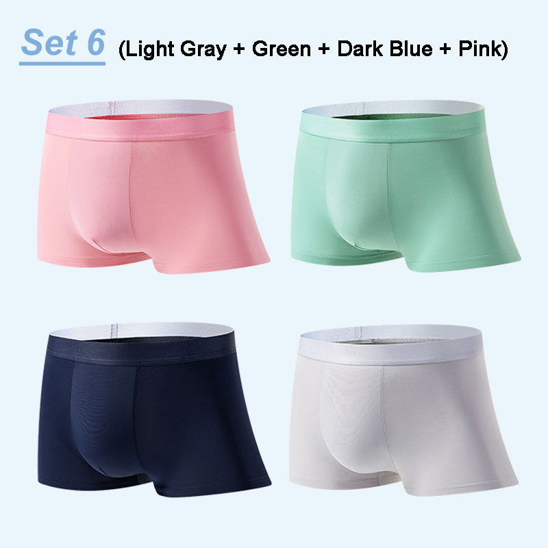 Frendorf | 4 Stück Herren Eis-Satin Antibakterielle Atmungsaktive Boxershorts