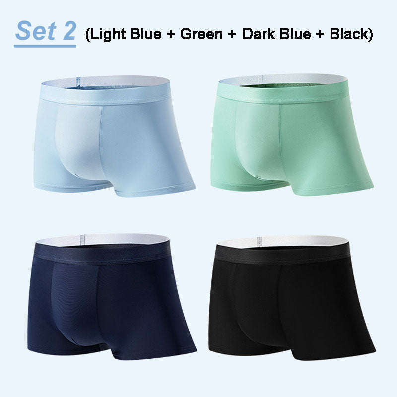Frendorf | 4 Stück Herren Eis-Satin Antibakterielle Atmungsaktive Boxershorts