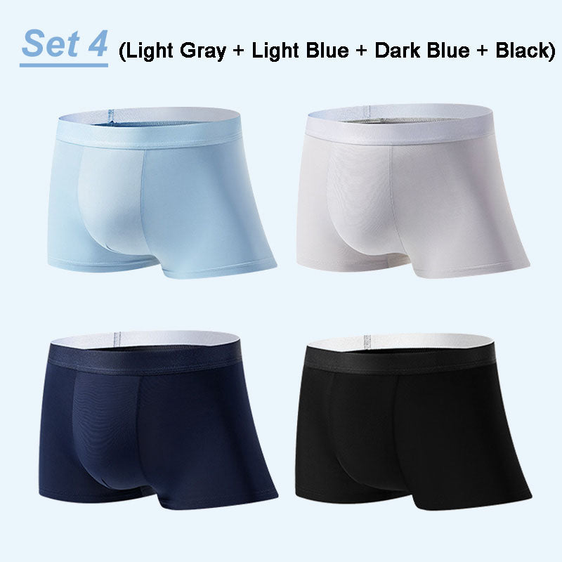Frendorf | 4 Stück Herren Eis-Satin Antibakterielle Atmungsaktive Boxershorts