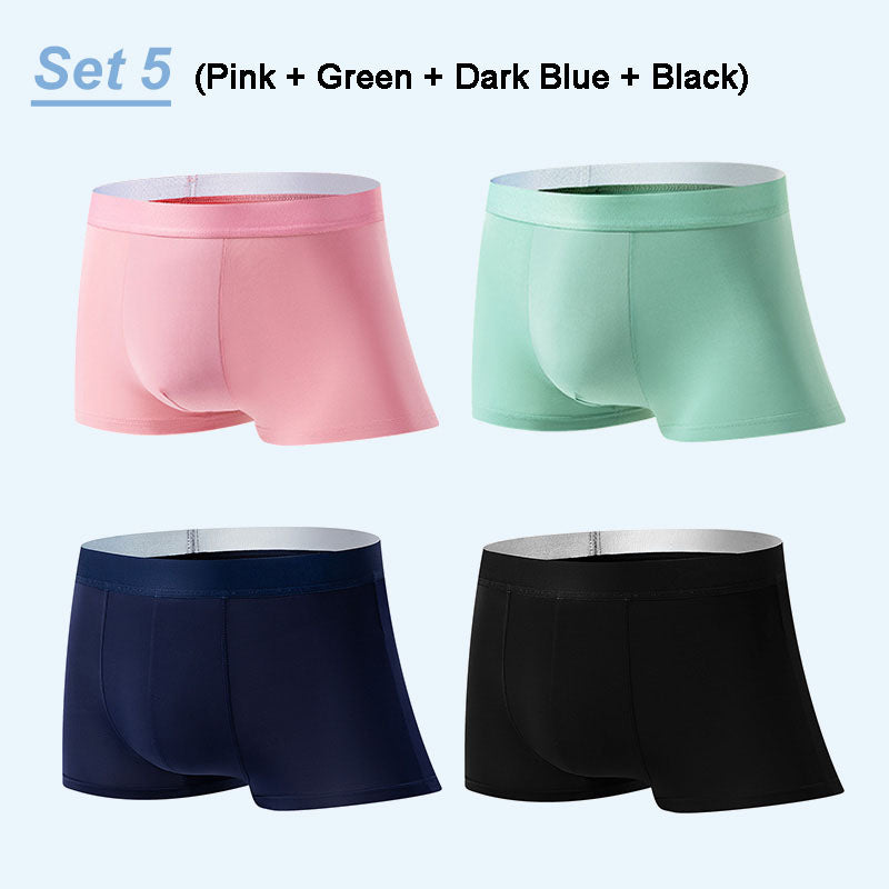 Frendorf | 4 Stück Herren Eis-Satin Antibakterielle Atmungsaktive Boxershorts