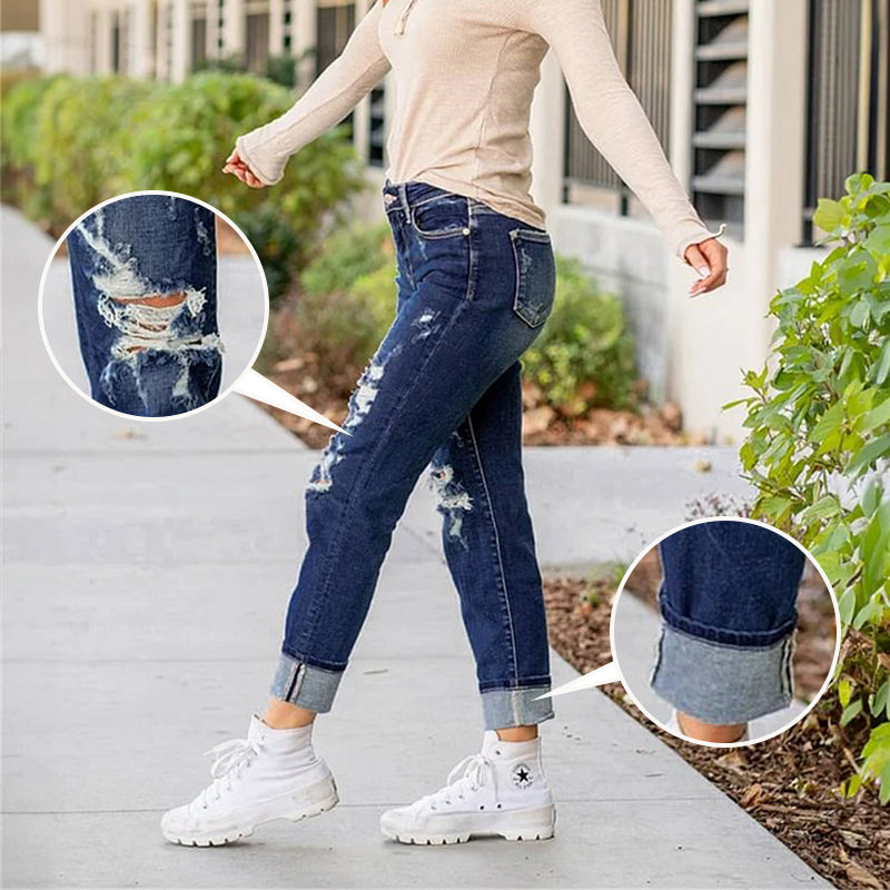 Frendorf | Zerrissene Jeans mit Distressed-Effekt und Bauchkontrolle