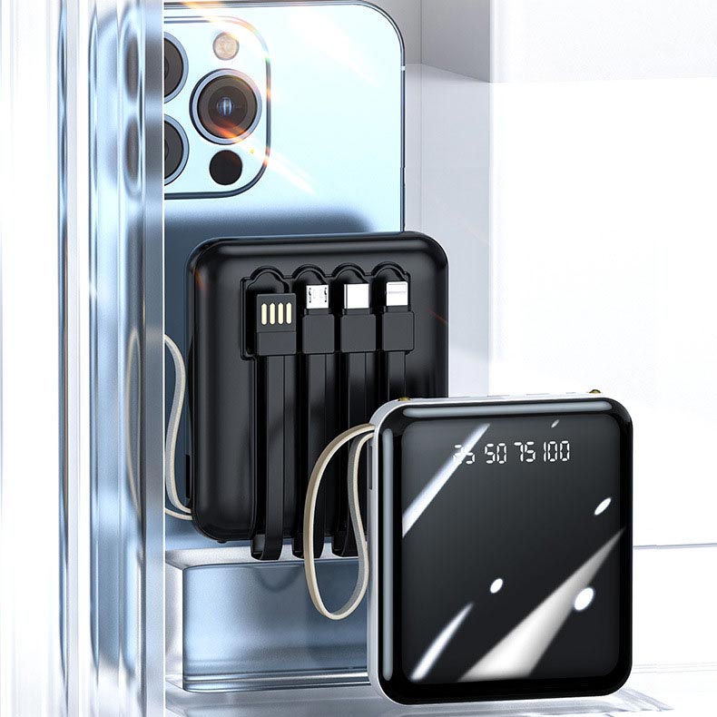 Frendorf | Schnelllade 20000mAh Mini Powerbank mit integrierten Kabeln