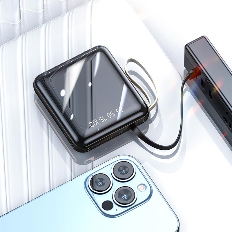 Frendorf | Schnelllade 20000mAh Mini Powerbank mit integrierten Kabeln