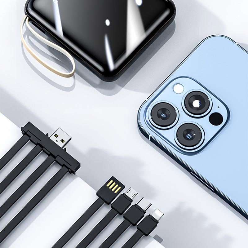 Frendorf | Schnelllade 20000mAh Mini Powerbank mit integrierten Kabeln