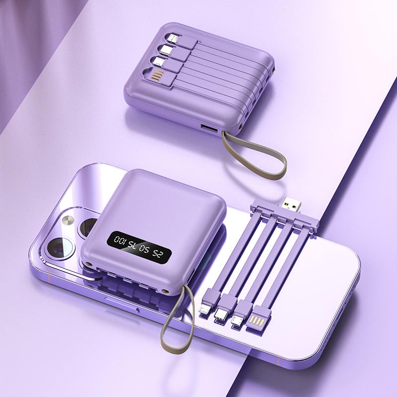 Frendorf | Schnelllade 20000mAh Mini Powerbank mit integrierten Kabeln