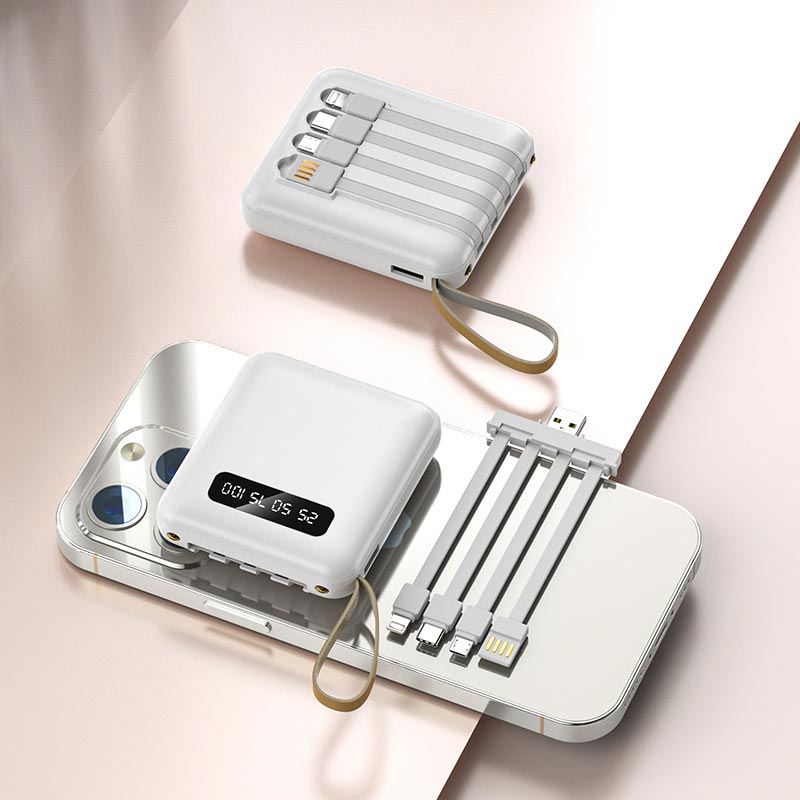 Frendorf | Schnelllade 20000mAh Mini Powerbank mit integrierten Kabeln