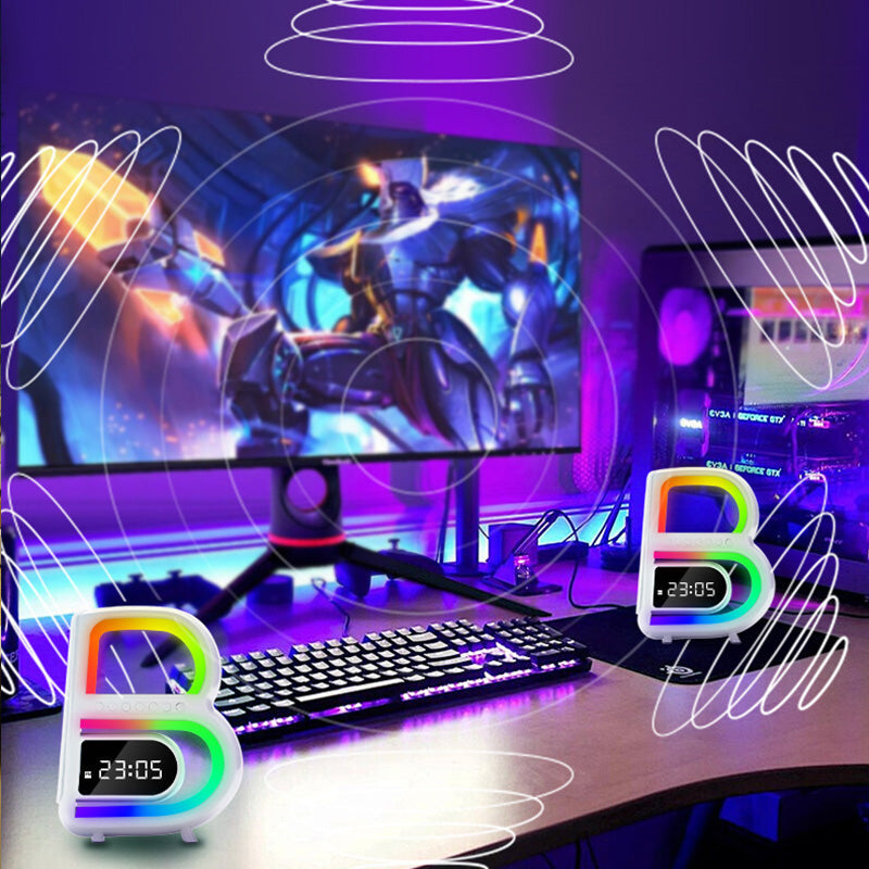 Frendorf | BrightB - LED-Buchstabenlampe B mit Uhr und Regal