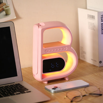 Frendorf | BrightB - LED-Buchstabenlampe B mit Uhr und Regal