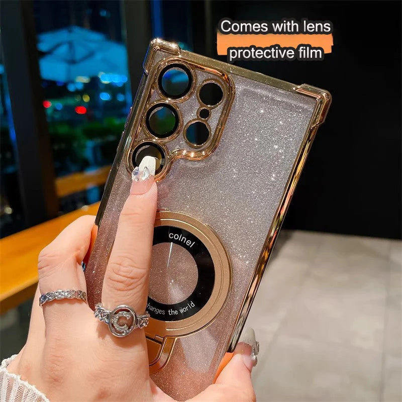 Frendorf | Magnetisches Glitzermobil mit Farbverlauf Handytaschen für Samsung S22/23/24