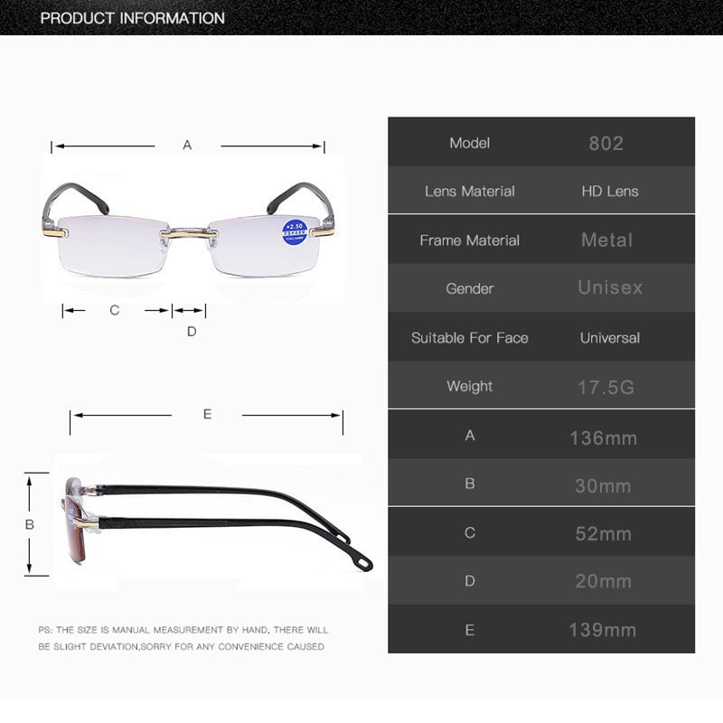 Frendorf | Saphir hohe Härte Anti-Blau progressive Fern-und Nah-Doppelt-Nutzung-Lesebrille