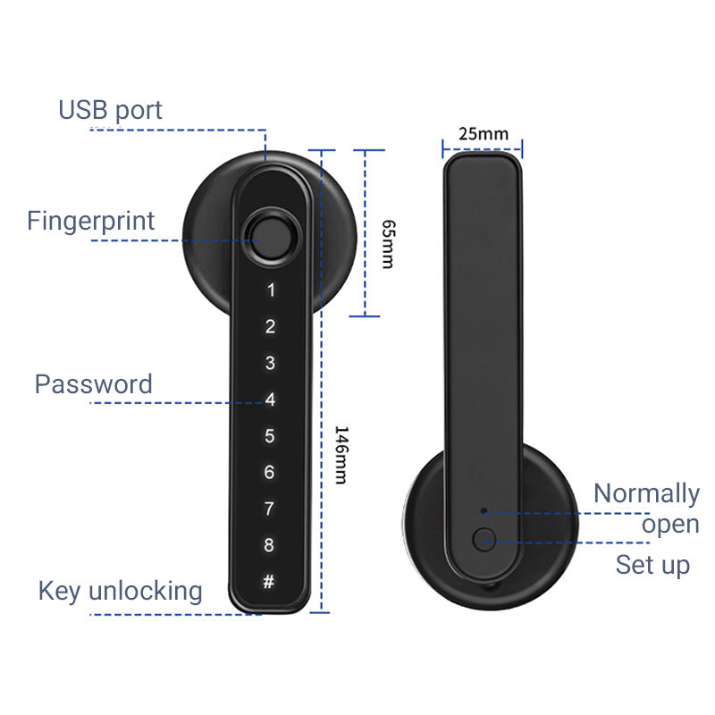 Frendorf | Fingerprint Smart Türschlossgriff mit Bluetooth APP-Steuerung