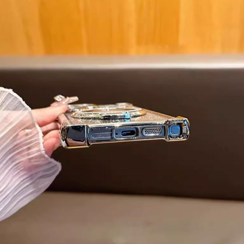 Frendorf | Glitzer Linsen Schutz Magnetische Telefonhülle mit Ständer