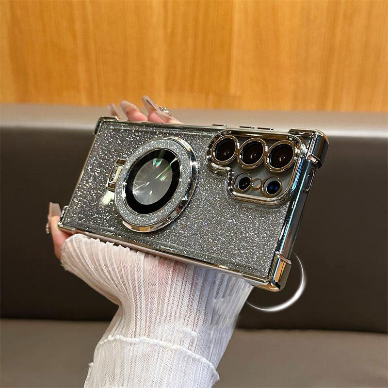 Frendorf | Glitzer Linsen Schutz Magnetische Telefonhülle mit Ständer