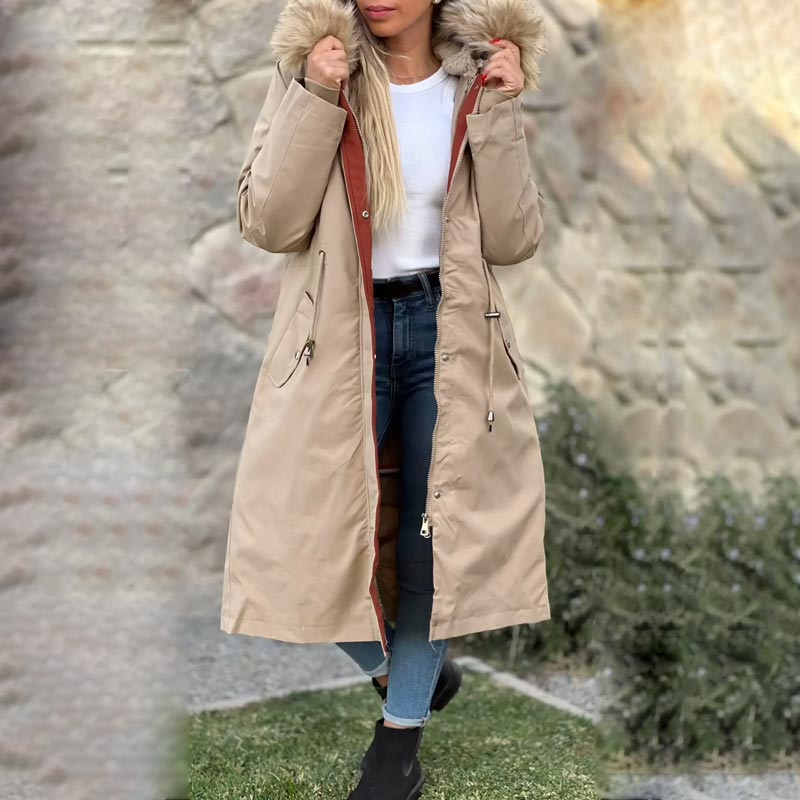 Frendorf Black Friday Sale| Damen Winterparka mit abnehmbarem Futter und luxuriöser Kunstfell-Kapuze