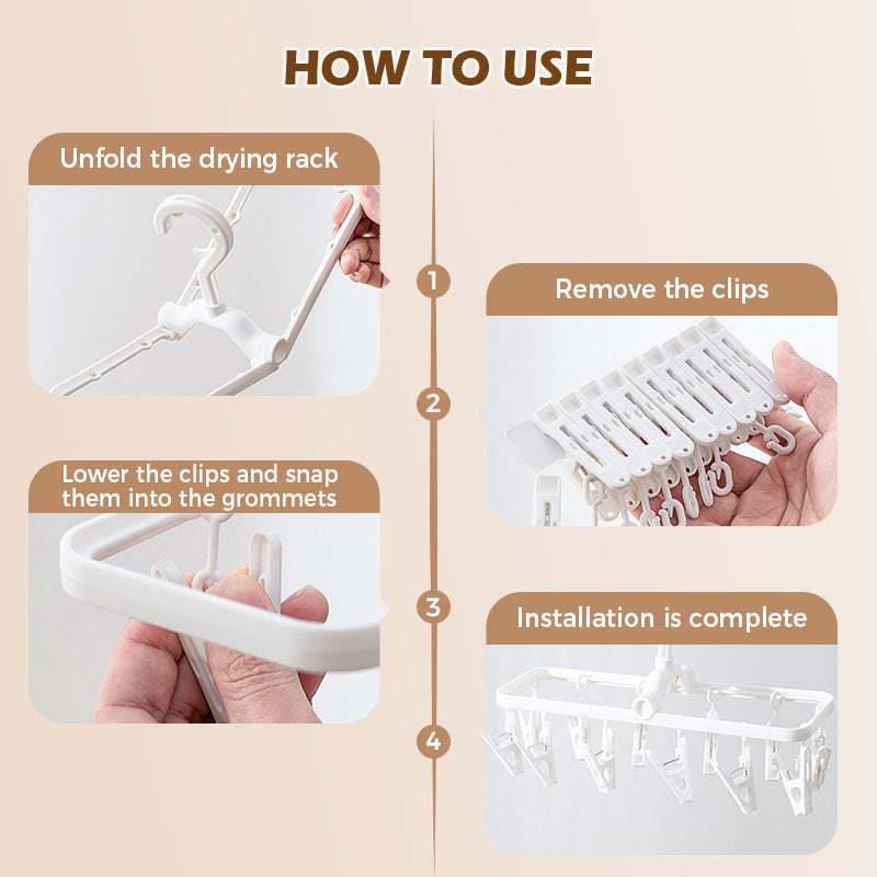 Frendorf | 12-Clip zusammenklappbarer und winddichter Trockner