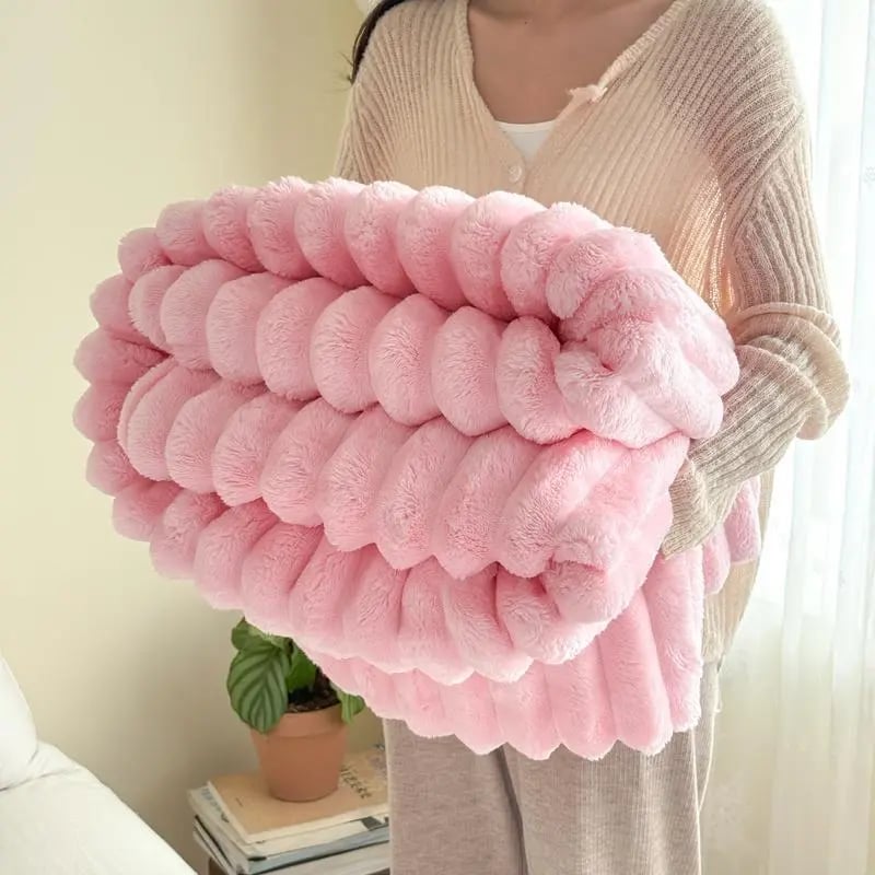 Frendorf | CosyLuxe – Kuscheldecke aus dickem Kaninchenplüsch & Milchsamt (inkl. 2 Kissenbezüge)
