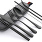 Frendorf | Edelstahl 7-teiliges Besteckset Reisebesteckset Wiederverwendbares Besteck Geschirr