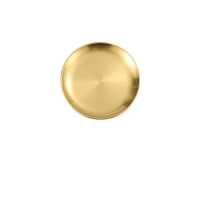 Edelstahl Abendessen Teller Restaurant Gold Serviertablett Runde Platte