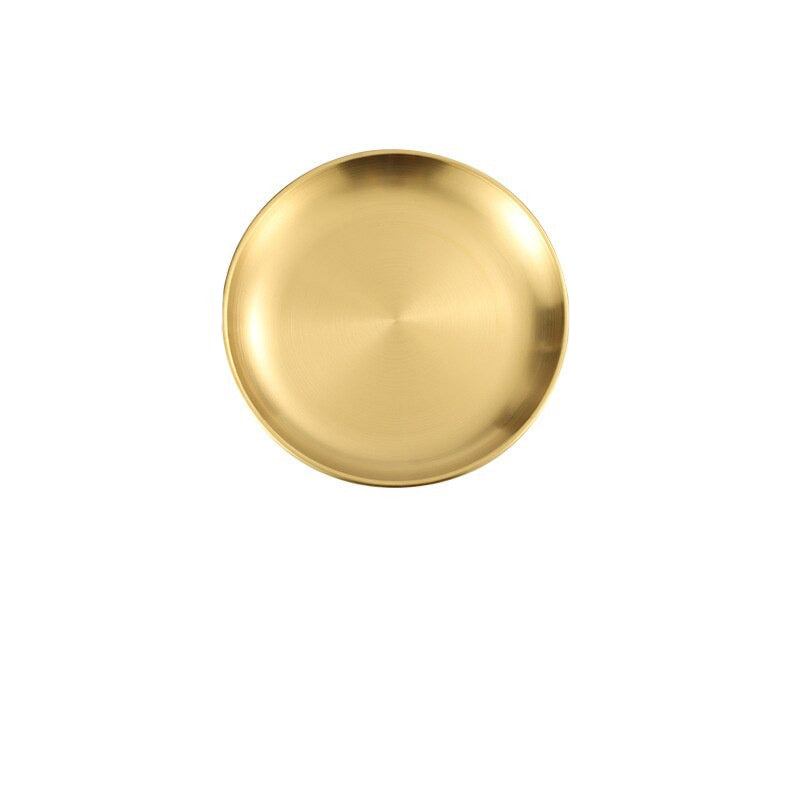 Edelstahl Abendessen Teller Restaurant Gold Serviertablett Runde Platte