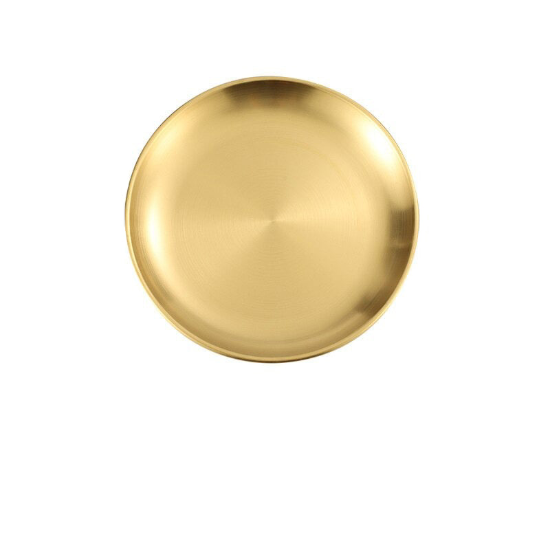 Edelstahl Abendessen Teller Restaurant Gold Serviertablett Runde Platte