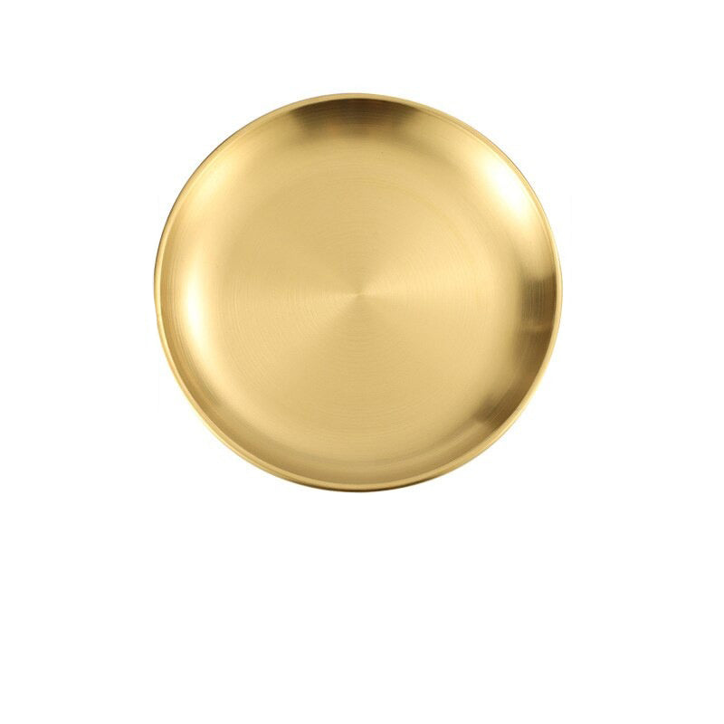 Edelstahl Abendessen Teller Restaurant Gold Serviertablett Runde Platte