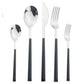 Frendorf | Edelstahl Geschirr Set Imitation Holz Marmor Griff Set