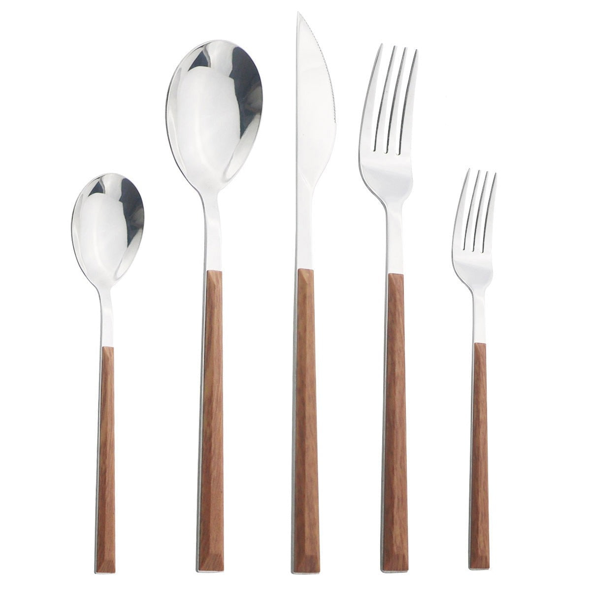 Frendorf | Edelstahl Geschirr Set Imitation Holz Marmor Griff Set