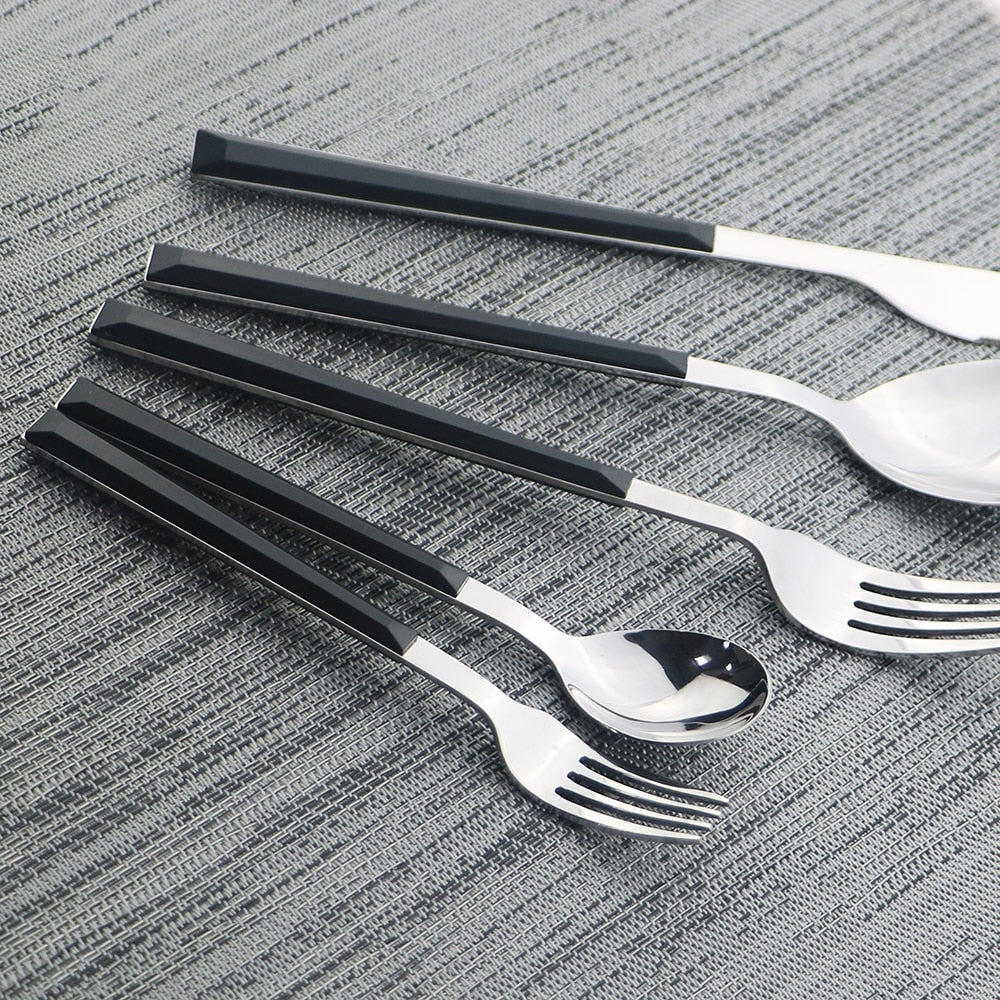 Frendorf | Edelstahl Geschirr Set Imitation Holz Marmor Griff Set