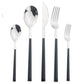 Frendorf | Edelstahl Geschirr Set Imitation Holz Marmor Griff Set