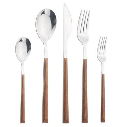 Frendorf | Edelstahl Geschirr Set Imitation Holz Marmor Griff Set