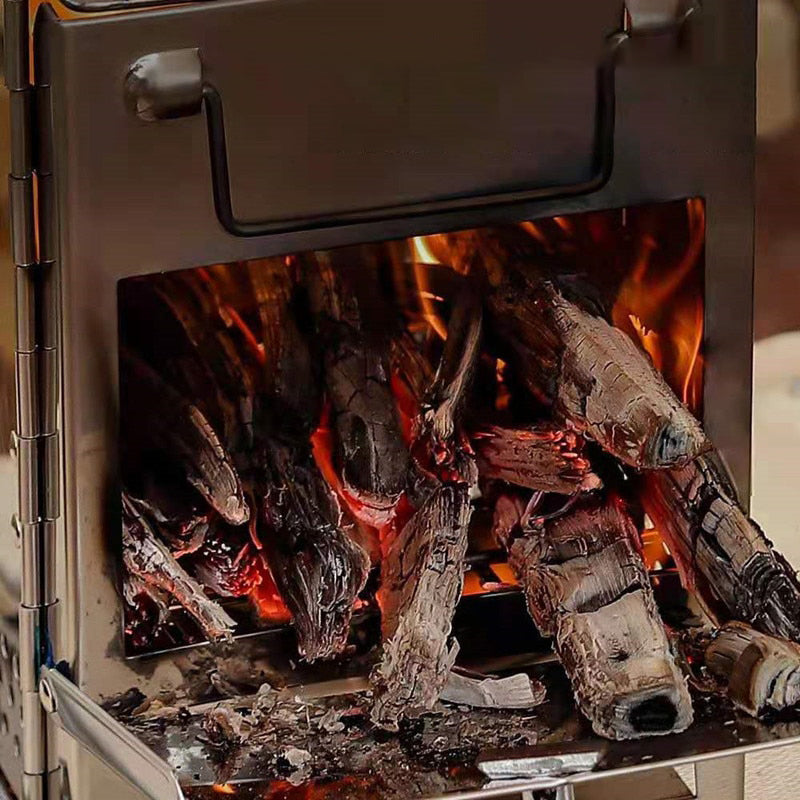 Frendorf | Edelstahl Mini Outdoor Holzofen Tragbarer Camping Grill